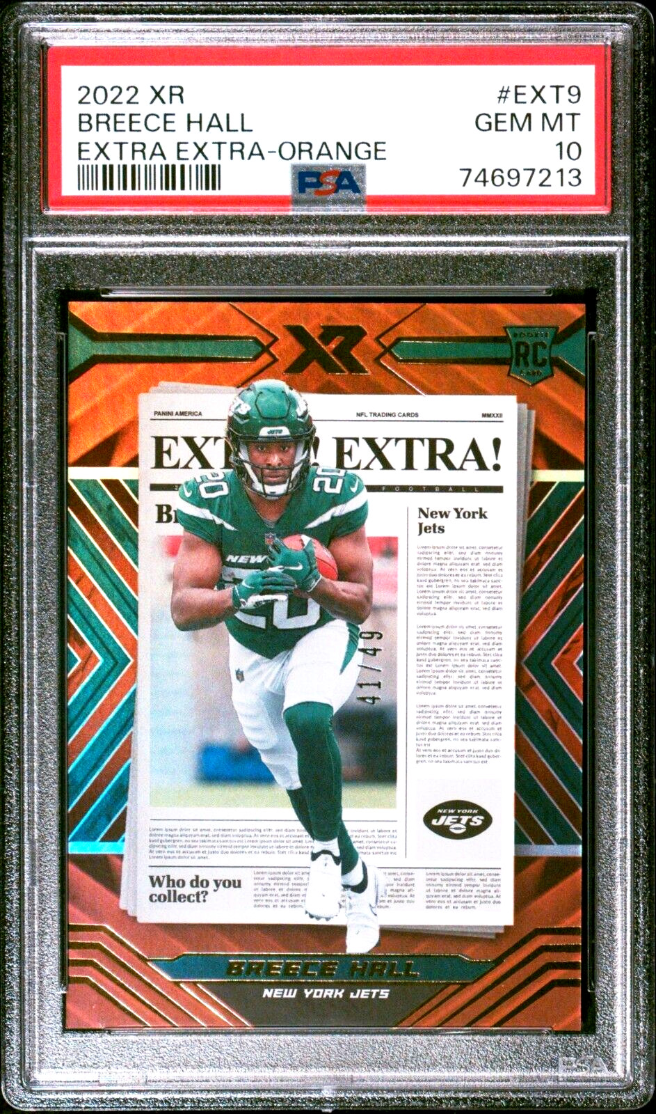 Breece Hall Panini XR Extra Extra #EXT9 Orange