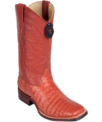 Los Altos COGNAC Caiman Crocodile Square Toe TPU Rubber Sole Western Boot EE+