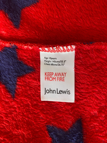 John Lewis Boys Red Blue Stars Dressing Robe Size Age 10 year - Picture 5 of 6