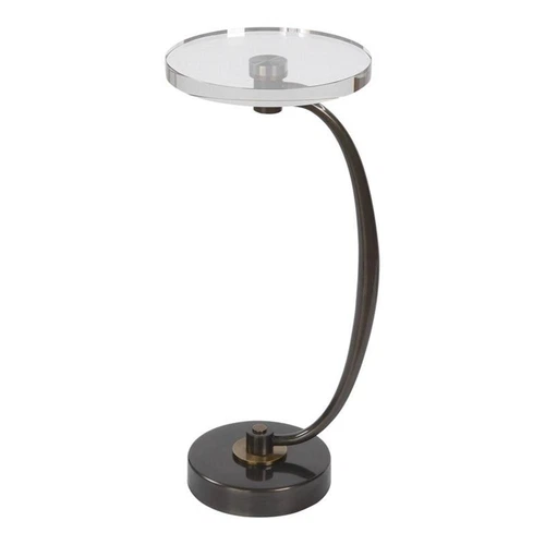 Uttermost Waveney Iron Metal and Crystal Drink Table in Bronze - Picture 1 of 8