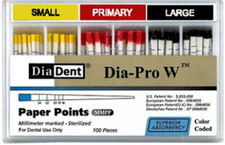 Obturation Dia-Pro W Gutta Percha Paper Points By DiaDent 100/pk 