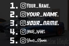 Personalized Instagram Sticker Vinyl Decal (x2) Car Window IG Username Drift JDM