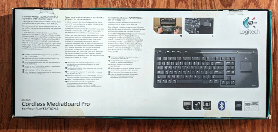 Logitech Cordless MediaBoard Pro Keyboard Bluetooth for PlayStation 3 PS3, New - Image 2 of 4