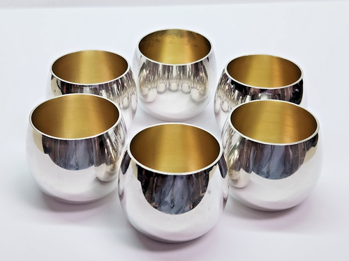 TIFFANY & CO Makers Sterling Silver & Gilt 25005 Sake Liquor Cups Set of 6 - Picture 11 of 16