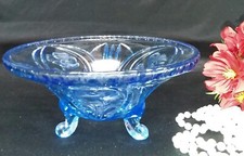 Kristallschale mit Fuß Blau Obstschale Servierschale Rund Kristall-Schale Y 340