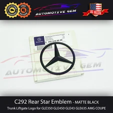 C292 COUPE Mercedes MATTE BLACK Star Emblem Rear Trunk Lid Logo Badge AMG GLE43
