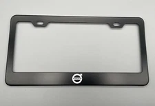 Laser Engraved Volvo logo Black  License Plate Frame Stainless Steel fit 
