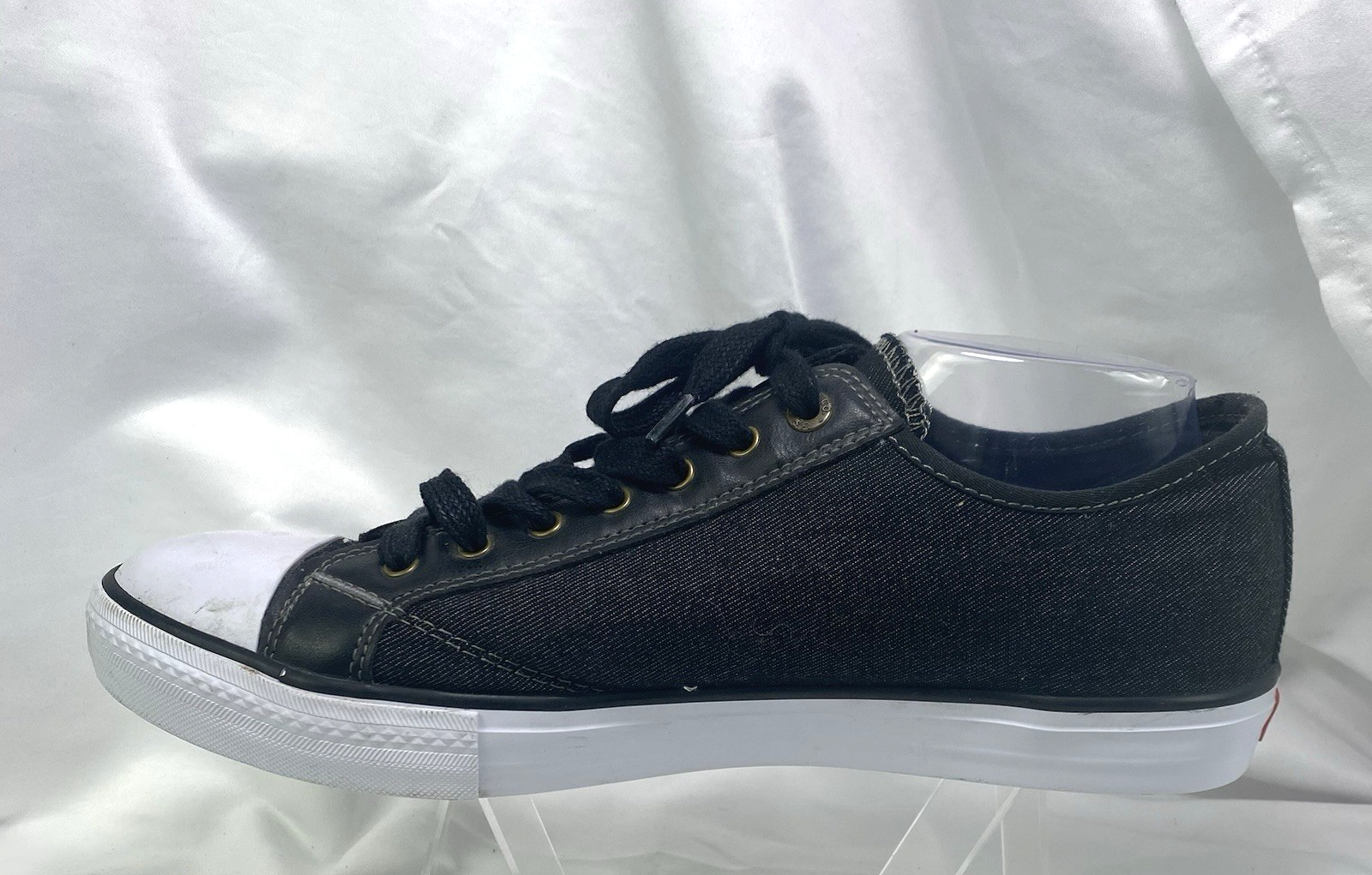 SAOLA Sneaker Levis uomo 12 denim punta bassa cappuccio stringata nero bianco 1093928