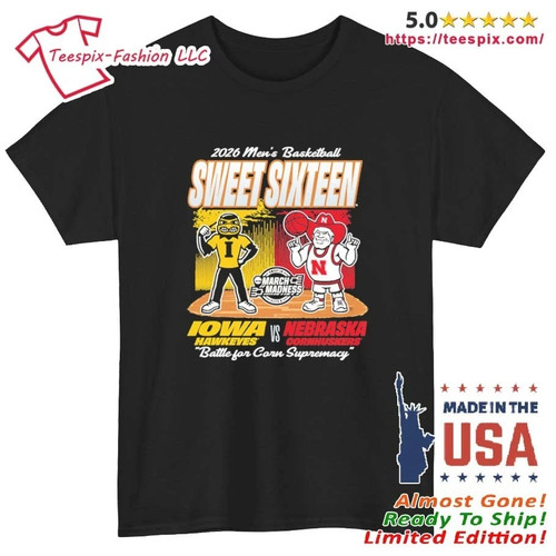 Cornhuskers Vs Hawkeyes Mascot 2026 NCAA Men’s Basketball Sweet 16 Shirt