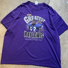 Vintage Y2K Baltimore Ravens NFL Ray Lewis Big Graphic T-Shirt Purple Men’s 4XL
