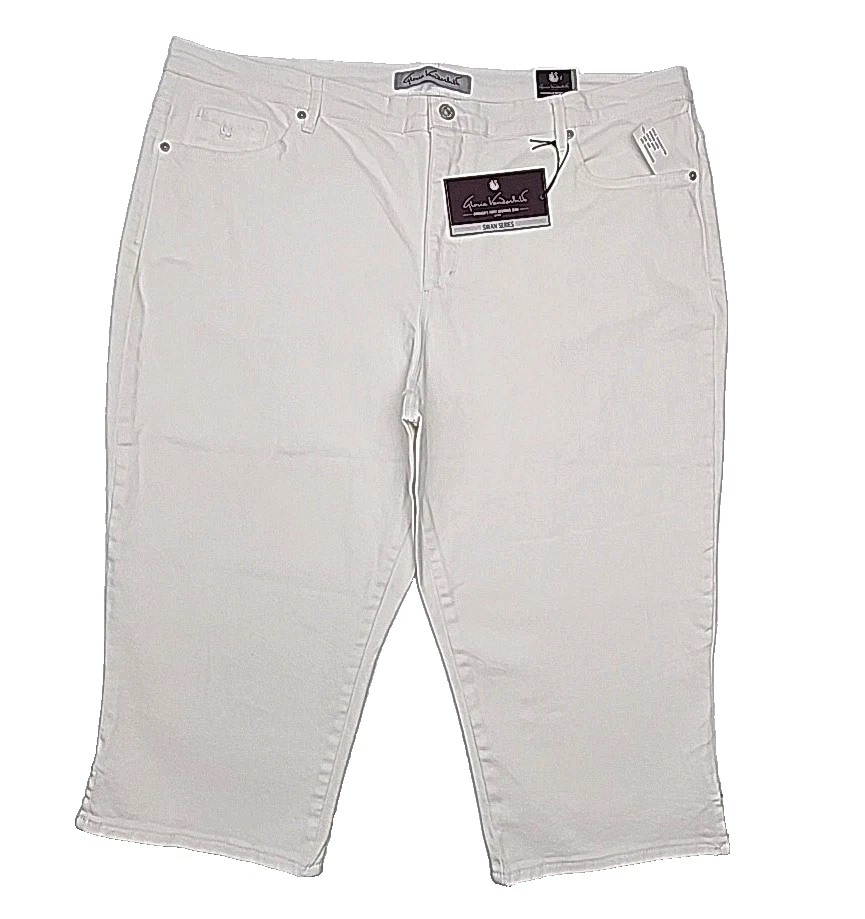 Gloria Vanderbilt Capri Jeans White Amanda Plus Size 20W Stretch Classic Pants