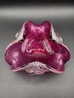 Vintage Murano Glass Bowl Bullicante Silver Leaf Cranberry Red Venetian Label 7”