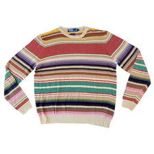 Vintage Ralph Lauren Polo 100 Linen Sweater Mens Size Large Striped