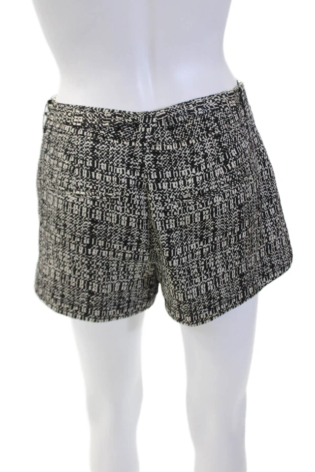 Pantalones Cortos Robert Rodriguez Mujer Seda Estampado Abstracto Cinturón Negro Blanco Talla 4 Foto 3 de 4