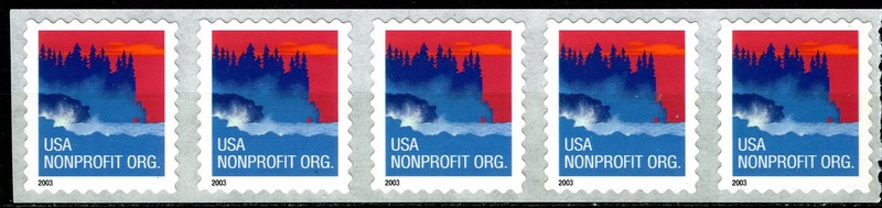 SC# 3785 - 2003 - 5¢ Seacoast Coil, Die-cut 9½x10 - Strip of 5