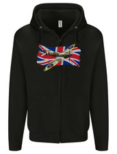 Supermarine Spitfire with the Union Jack Mens Zip Up Hoodie