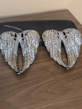 SHINEY METALLIC with GLITZ ANGEL WINGS CHRISTMAS TREE ORNAMENT DECOR VERY NICE