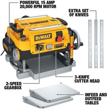 DEWALT Thickness Planer, 13-inch Wood Planer, Three Knife Two Speed, DW735X