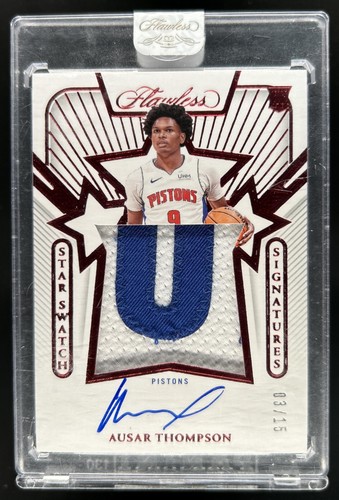 2023-24 Flawless Ausar Thompson Star Swatch Signatures Patch Ruby RC Auto #/15