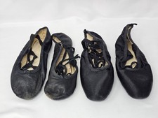 2 Pairs Vintage Ballet Shoes Gamba en Pointe & Anello & Davide Black 60s Sz 3½ 4