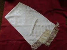 Vintage Cream Tone on Tone Fringed Scarf 52" Long