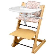 Wooden High Chair with Tray  Adjustable  Convertible Highchair for Toddlers,C...