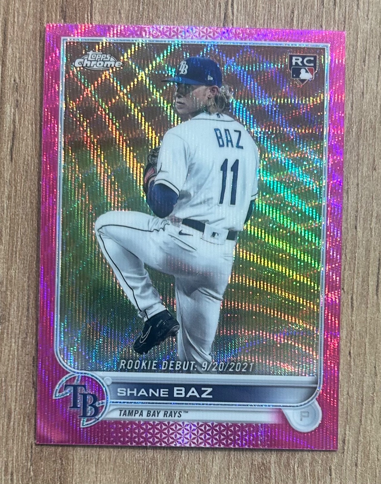 2022 Topps Chrome Update Pink Wave USC175 Shane Baz RC Debut Tampa Bay Rays