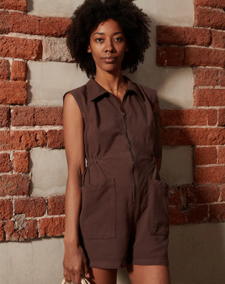 New Noble Brown/Chocolate Tank Suit/Sleeveless Utility Romper XS
