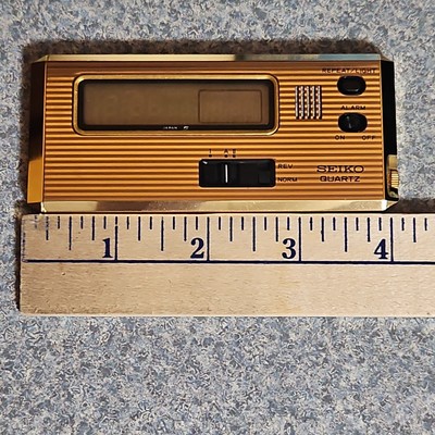 Vtg Gold Tone Seiko Quartz Travel Digi Alarm Clock 7411