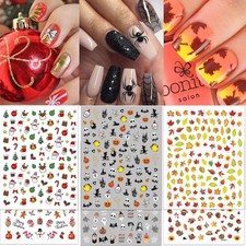 TailaiMei 18 Sheets Holiday Nail Stickers, Halloween Christmas Thanksgiving D...