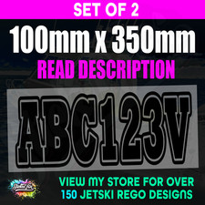 2x Jetski Rego Sticker Decals Set 100mm High Vinyl Registration-GLBL 
