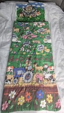 Vintage SLUMBERLUX Old Mcdonald Junior Sleeping Bag Attached Pillowcase 