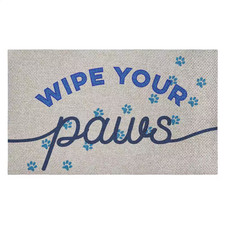 Wipe Your Paws Greeting Blue 18 In. X 30 In. Polyester Non-Slip Outdoor Door Mat