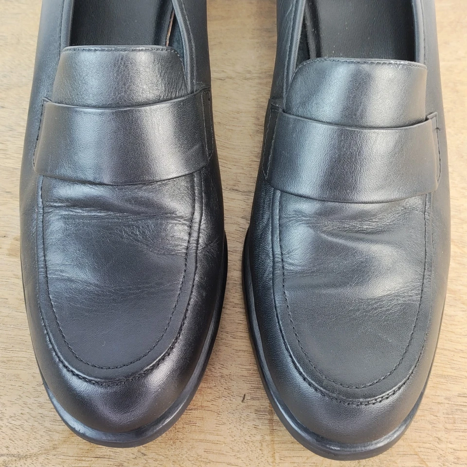 Mocasín grueso de cuero negro Y2K MOOTSIES TOOTSIES para mujer 8,5 M tacón de 2" brujo Foto 4 de 4