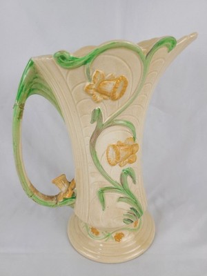 Vintage Shorter England Staffordshire Hand Painted Pitcher Daffodil Damaged READ