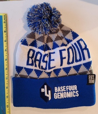 New knit Hat Cap Base Four Economics Embroidery Pom Pom Cuff Winter