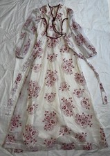 Vtg 70s Montgomery Ward Prairie Maxi Dress Estimate Sz S Cottage Core Need Zip