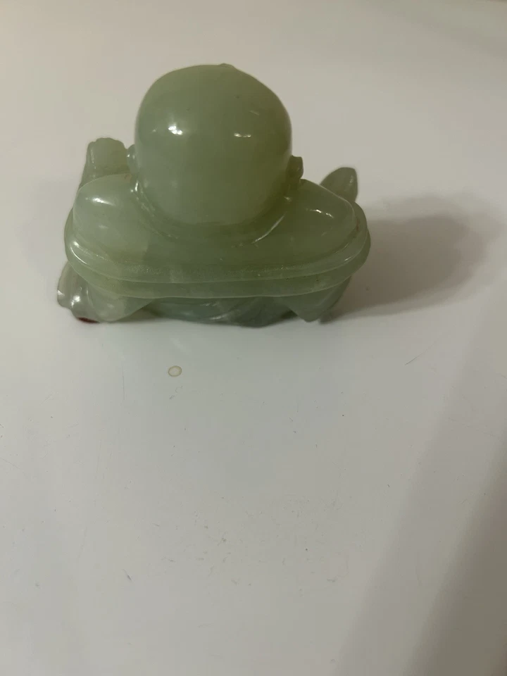 中国天然绿玉尼弗里特笑快乐佛像雕塑 — 第 2/3 张图片