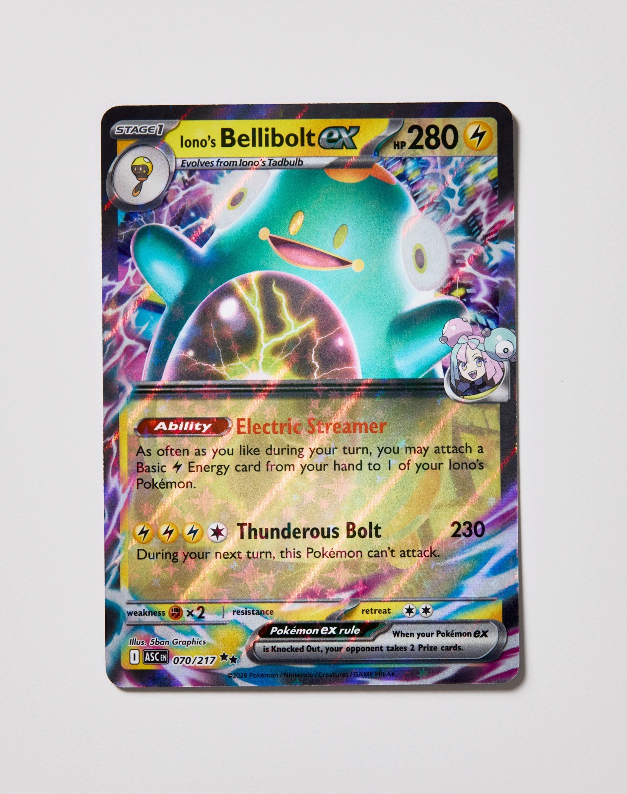Iono's Bellibolt ex 070/217 Double Rare Ascended Heroes Pokemon Holo Near Mint