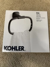 New KOHLER Rill Matte Black Towel Ring - Wall Mount R28011-BL
