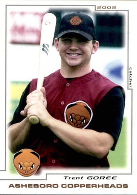 2002 Asheboro Copperheads Grandstand #6 Trent Goree Waco Texas Baylor TX Card