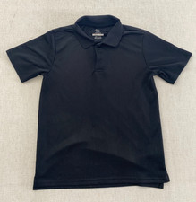 Wonder Nation Polo Shirt Boys Large Black Short Sleeve Collared Slit School