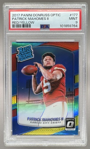 Patrick Mahomes II 2017 Donruss Optic #177 Red Yellow RC Rated Rookie PSA 9