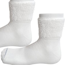 1 Pair Rare of Women's Vintage Terry Cuff Socks White, Medium, 9-11 1970s