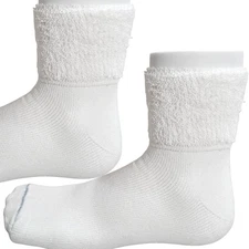 1 Pair Rare of Women's Vintage Terry Cuff Socks White, Medium, 9-11 1970s