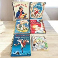 Vintage Little Golden Books Christmas Stories Collection Santa Rudolph Caroling