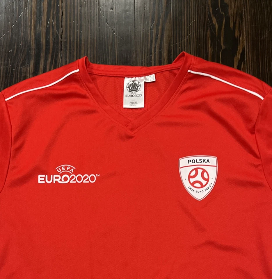 UEFA Euro 2020 Polska Soccer Jersey Men’s XL Red Polyester  - Image 2 of 4