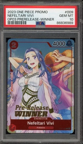 One Piece CCG Nefeltari Vivi OP03 Pre-Release Winner Promo ST01-009 PSA 10