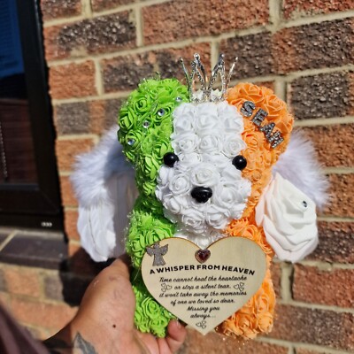 Handgefertigter Engel Rose Teddybär, Friedhof Denkmal irische Beerdigung personalisiert 