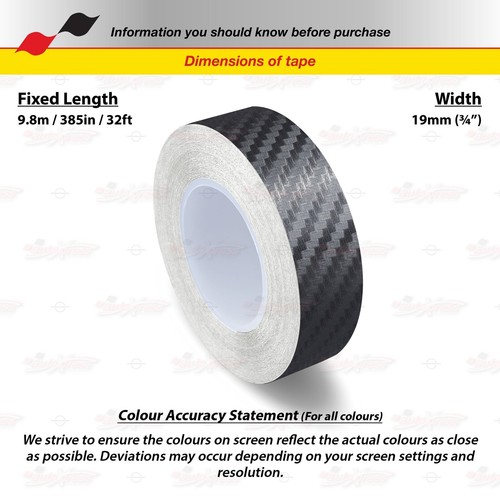 CARBON FIBER BLACK 3/4" 19mm PIN STRIPE Car Striping TAPE Decal Vinyl Sticker - Bild 2 von 12
